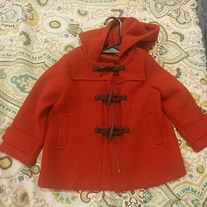 Toddler Girls Festive Red Wool Toggle Coat